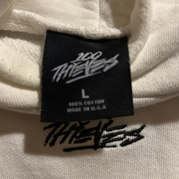 100 Thieves White hoodie in size L - Picture 3 of 4